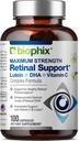 biophix Soutien rétinien à la concentration maximale complexe Formule 100 Capsules - Zinc Vitamine C E Lutéine DHA Omega-3 Astaxanthin Acide hyaluronique - soutient la vision oculaire Santé
