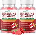2 Packs Berberine Gummies, 2000mg Supplément Berberine HCI haute puissance, plus Ceylan cannelle, chardon de lait pour les femmes et les hommes, système immunitaire et soutien au métabolisme - 120 Gummies