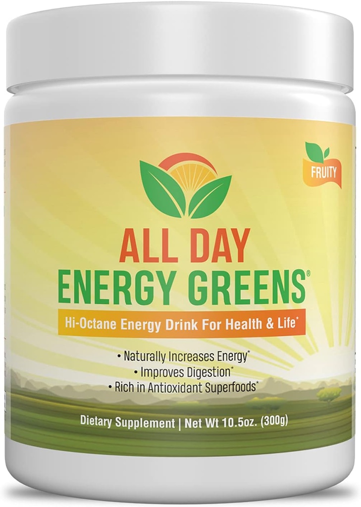IVL - All Day Energy Greens - Supplément de boisson en poudre, Greens Powder Superfood - Super Greens Blend pour la nutrition optimale, l'énergie et la digestion, Superfood Boost (Fruity Flavor)
