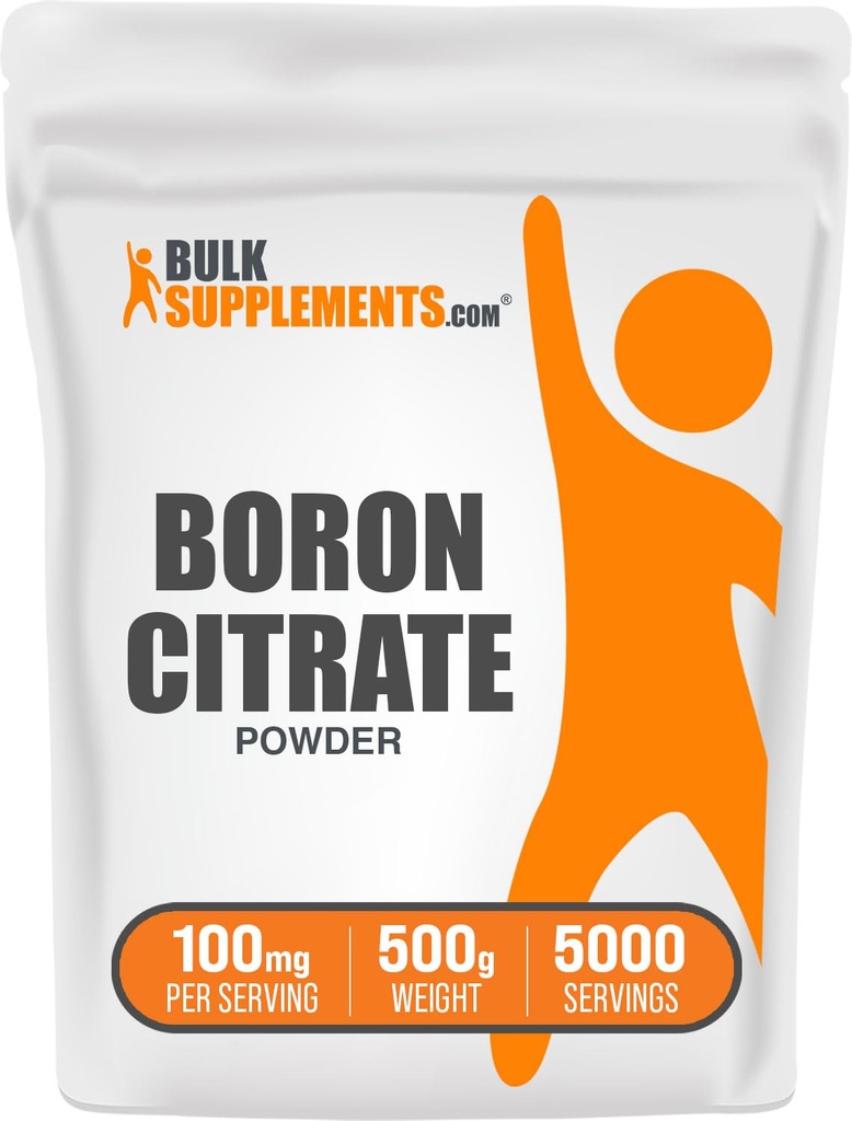 BulkSupplements.com Citrate de bore en poudre - supplément de bore pour les hommes et les femmes, grade alimentaire - pour le soutien des os et des articulations, 100mg par portion, 500g (1,1 lb) (paquet de 1)