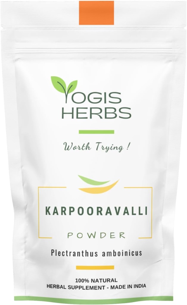 YOGIS HERBS Karpooreavalli Poudre à base de plantes - Supplément 100% naturel pour le soutien respiratoire, le bien-être digestif et le renforcement nutritionnel (3.5, Ounces)