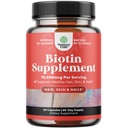 Natures Craft 10000 mcg Pilules de biotine pure pour les femmes hommes - Promote les cheveux plus épais et plus pleins. Supplément naturel pour la croissance des cheveux brillants et épais - Capsules végétariennes de vitamine - Effacer la peau