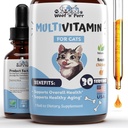 Multivitamines de chat - Promotion de la santé de la peau et du manteau, soutien articulaire, longévité et plus - Vitamines de chat - Suppléments et vitamines de chat - Vitamines de chat pour chats à l'intérieur - Vitamines de chat - Soutien immunitaire de chat - 1oz