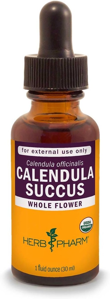 Herb Pharm Certified Organic Calendula Succus Liquid Topical Extract for Minor Pain Support - 1 Ounce