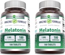 Formules étonnantes Supplément de mélatonine : 5 Mg par portion 180 Comprimés non-OGM : sans gluten