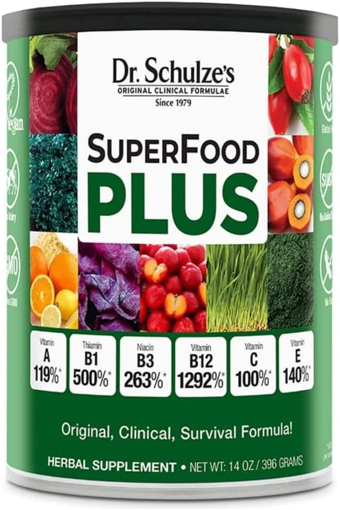 Superfood Plus de Dr Schulze Vitamine et minéral concentré à base de plantes.