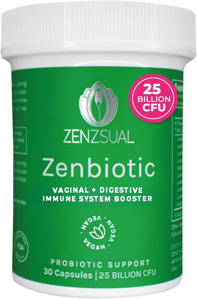 ZENZSUAL Zenbiotics Probiotics Support for Women – 25 milliards CFU, Vaginal Health & pH Balance Support, Odor & Yeast Control, Gut & Digestive Health, Urinary Comfort, Hormone Balance, 30 Capsules Vegan