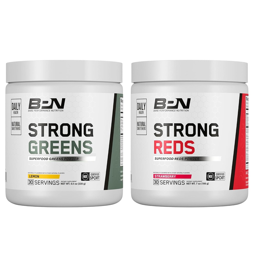 BARE PERFORMANCE NUTRITION BPN Greens forts (Lemon) et Reds (Strawberry) Superfood Bundle