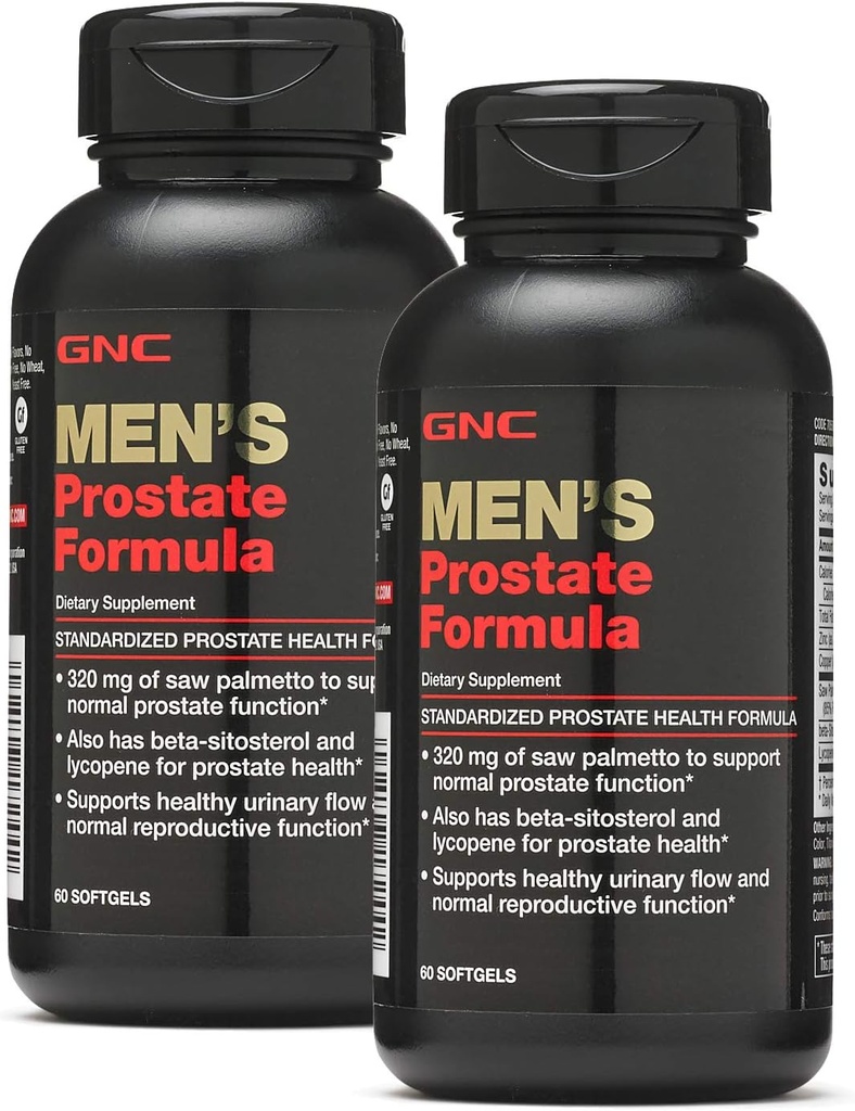 GNC Men's Prostate Formula, Twin Pack, 60 Softgels per Bottle, Supports Normal Reproductive Function