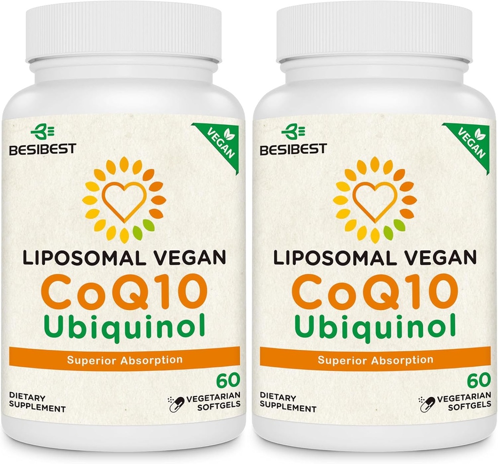1000mg Liposomique CoQ10 Ubiquinol, 120 Vegan Softgels, supplément Ubiquinol haute absorption CoQ10, forme antioxydante active de Coenzyme Q10 pour la fonction cardiaque et la production d'énergie