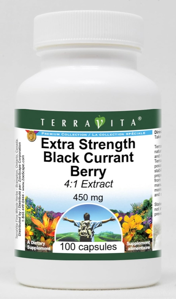 Extra Strength Black Currant Berry 4:1 Extrait - 450 mg (100 capsules, ZIN: 514114) - 2 boîtes
