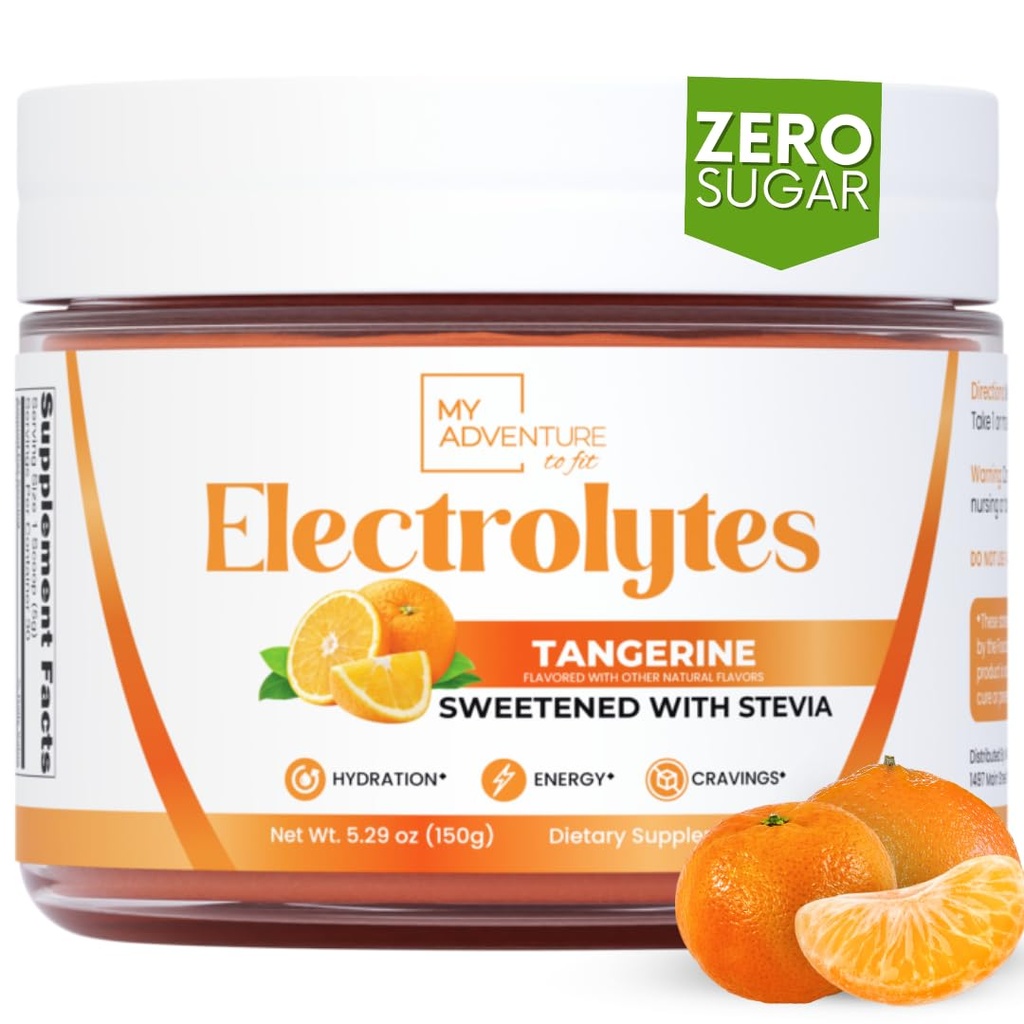 Sucre Zéro - Poudre d'électrolytes Tangerine - Hydratation rafraîchissante - Énergie sans caféine avec tous les ingrédients naturels - Vegan, Keto & Paleo - Mélange de boissons sans électrolytes sans sucre - 30 portions