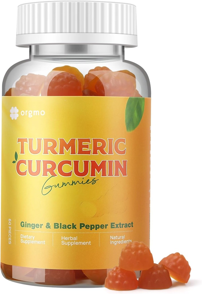 Gummies en curcuma avec poivre noir pour l'inflammation, supplément en curcuma et gingembre pour le soutien de joint immune, gommies sans sucre de gingembre pour adulte végétalien non-OGM