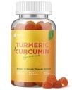 Gummies en curcuma avec poivre noir pour l'inflammation, supplément en curcuma et gingembre pour le soutien de joint immune, gommies sans sucre de gingembre pour adulte végétalien non-OGM