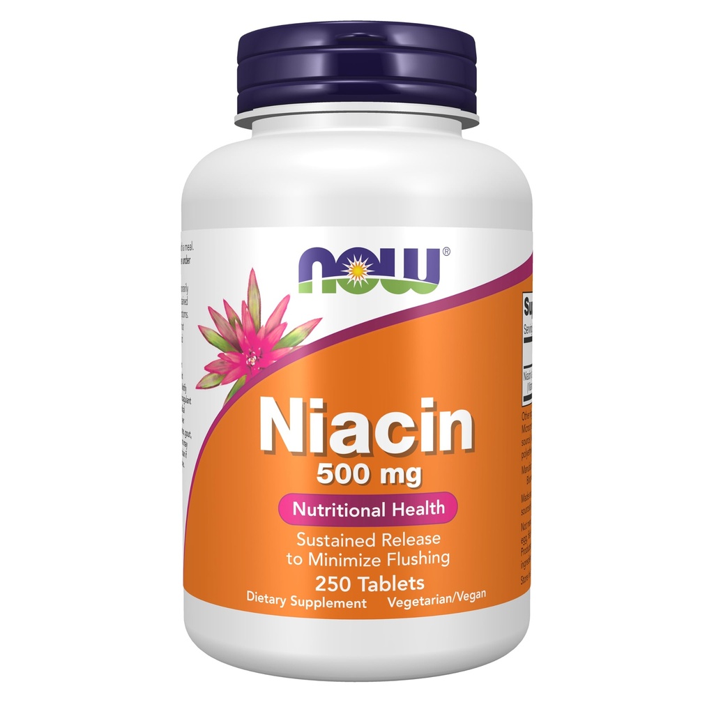 NOW Supplements, Niacin (Vitamin B-3) 500 mg, Sustained Release,250 Tabs