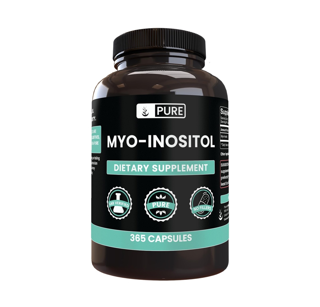 Myo-Inositol (365 Capsules) Pas de Magnésium ou de Rice Filters, Toujours Pure, Verified Lab
