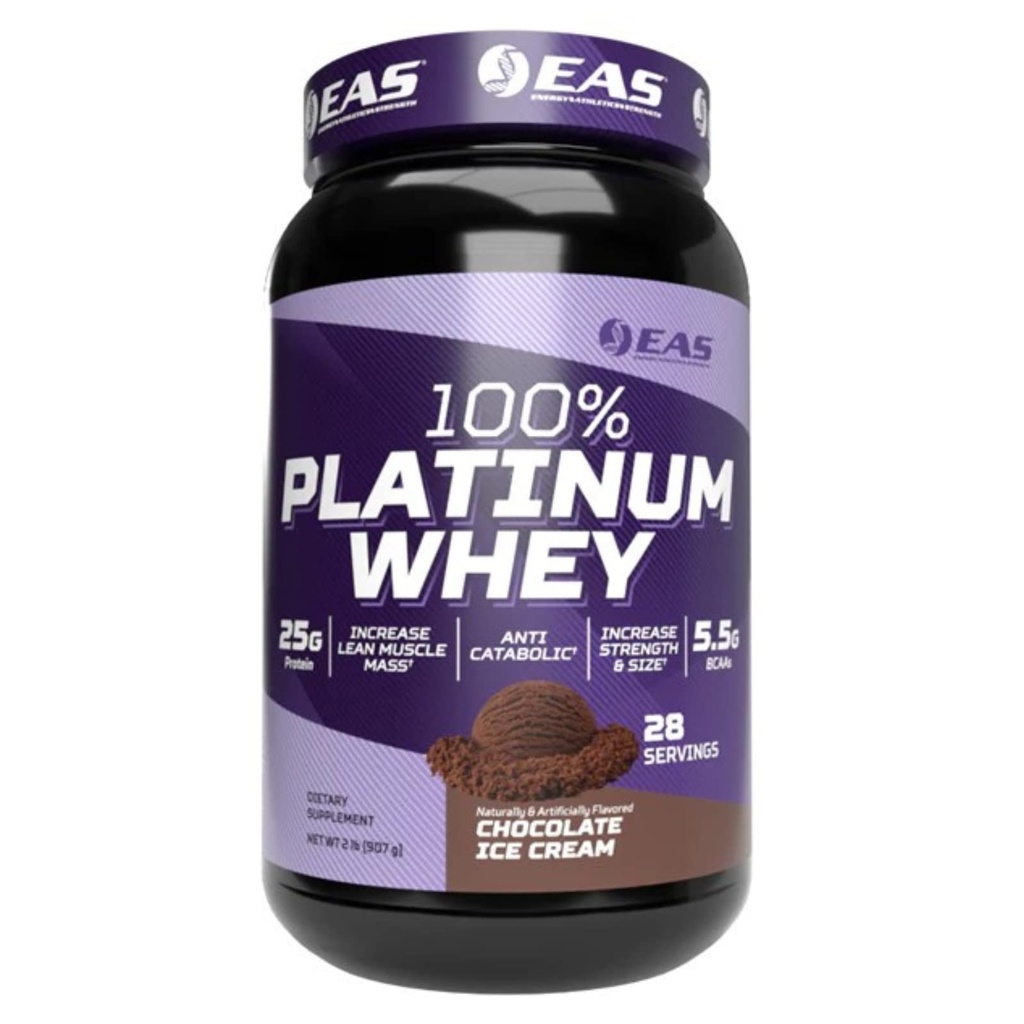 EAS Experimental and Applied Sciences 100% Platinum | 3 Ultra-Platinum Whey Proteins | Increase Size & Strength | 25g Protein, 5.5g BCAAs | 2 Pound (Chocolate Ice Cream)