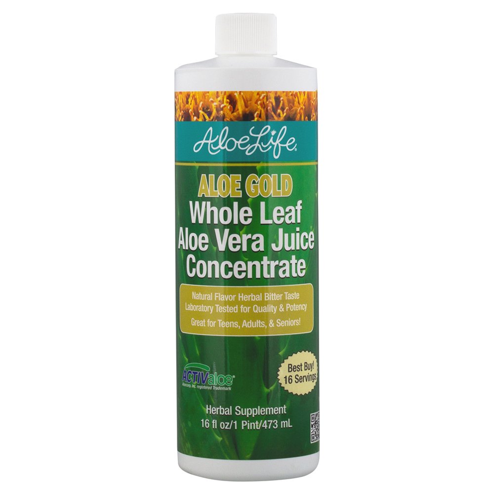 Aloe Life - Aloe Vera Jus de feuille entière, certifié biologique, sans gluten (Aloe Gold, 16 oz)