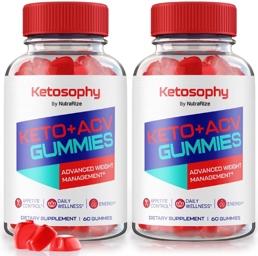 NutraRize (Pack de 2 Ketosophy Keto + ACV Gummies pour la perte de poids avancée, supplément multi vinaigre de cidre de pomme, acide folique de vitamine KetosophyACV (120 Gummies)