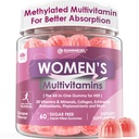 Femmes Multivitamine Gummy avec Fer, Biotine 2500mcg, Collagène, Kératine, Vitamines quotidiennes A C D E Folate, Complexe B, Multivitamine méthylée pour les femmes Soutenir l'énergie, Beauté, Immune, Sans sucre, 60 Compte