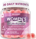 Femmes Multivitamine Gummy avec Fer, Biotine 2500mcg, Collagène, Kératine, Vitamines quotidiennes A C D E Folate, Complexe B, Multivitamine méthylée pour les femmes Soutenir l'énergie, Beauté, Immune, Sans sucre, 60 Compte