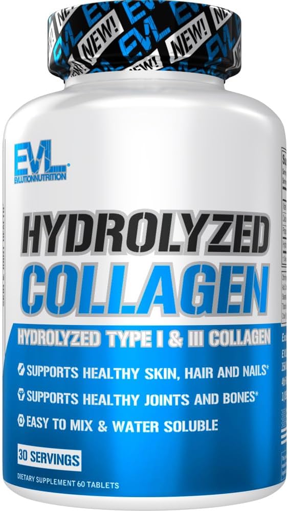 Evlution Nutrition Collagène hydrolysé - 1400mg Collagène hydrolysé de type I et III - Joint + Bone Support - Peau + Cheveux + Supplément à ongles - Keto + Paléo - 30 portions