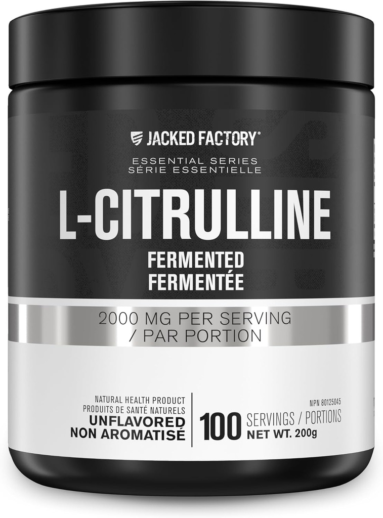L-Citrulline - Poudre fermentée L Citrulline, booster à oxyde nitrique pour augmenter le débit sanguin, la force et l'endurance - 100 portions, non aromatisées