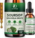 Sourop Graviola gouttes liquides 2000mg, Extrait de Sourop Pure organique pour l'antioxydant naturel, le soutien cellulaire et la régénération, Immune Boost, Soursop Bitters liquide - Sourop Flavor- 1 FL OZ