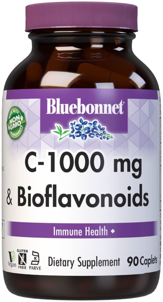 BlueBonnet Vitamine C 1000 mg Plus Bioflavonoïdes Caplets, 90 Nombre