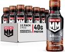 Muscle Lait Pro Nutrition avancée Protein Shake, Chocolat de Knockout, Bouteille 14 Fl Oz, 12 Pack, 40g Protéines, 1g Sucre, 16 Vitamines et Minéraux, 6g Fibre, Récupération d'entraînement, Emballage Mai Varier