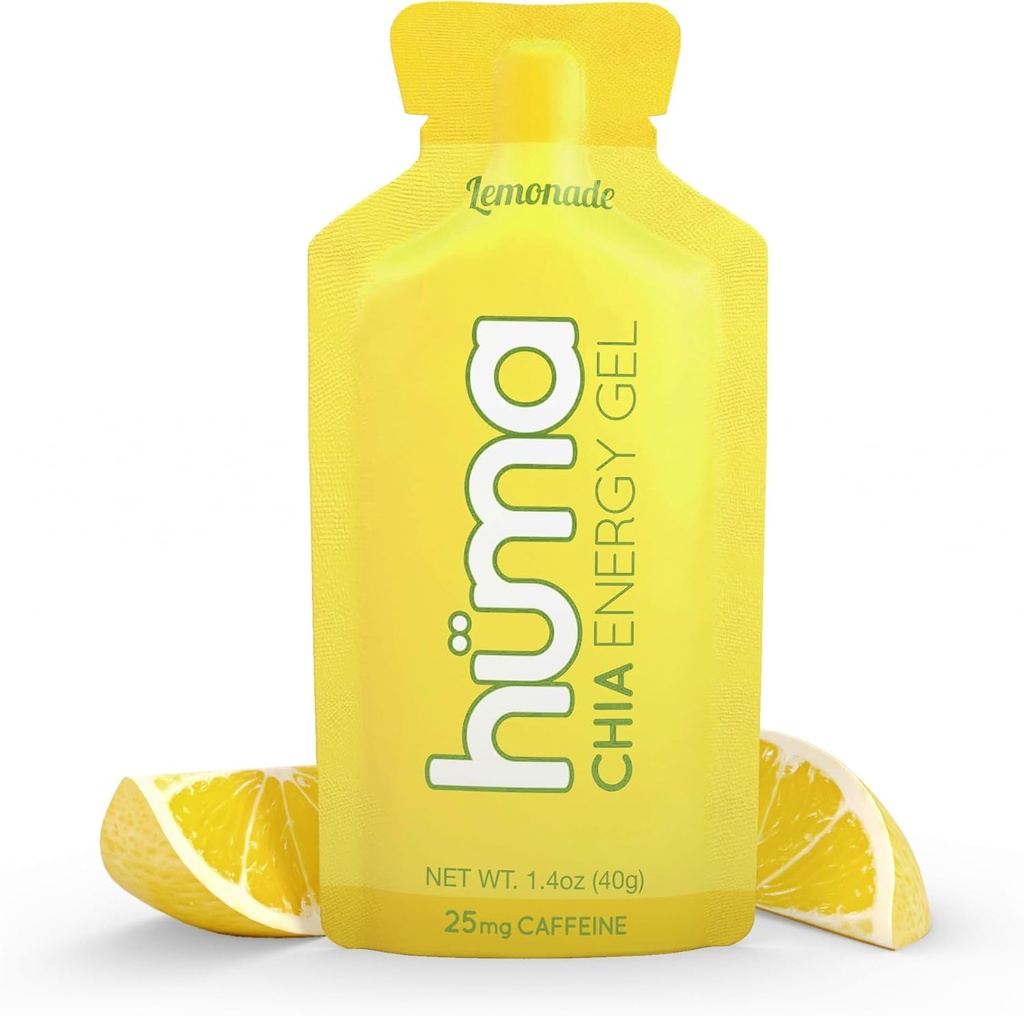 Huma Chia Gel d'énergie, Cimonade, 12 Gels, 25mg Caféine - Première nutrition sportive pour l'exercice d'endurance