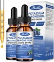(2 Pack) Supplément de magnésium de potassium liquide avec du potassium, du magnésium, du calcium, de la vitamine D3, du zinc, pour adultes et enfants, sans sucre