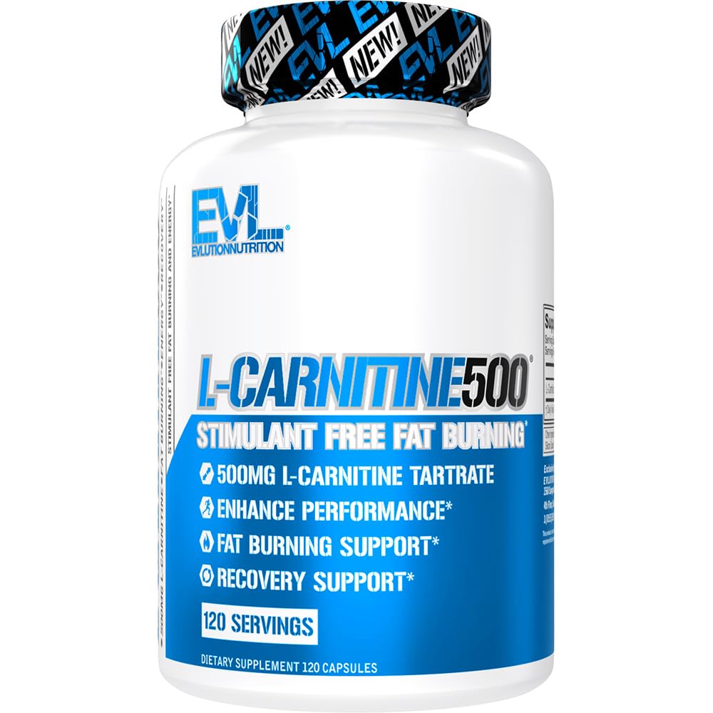 EVL L-Carnitine Supplément pour le soutien de la perte de poids - L Carnitine Tartrate pour l'énergie cellulaire Focus Endurance et Fat Burning Support - Amino Acid Stimulant Free pour le métabolisme des graisses (120 portions)