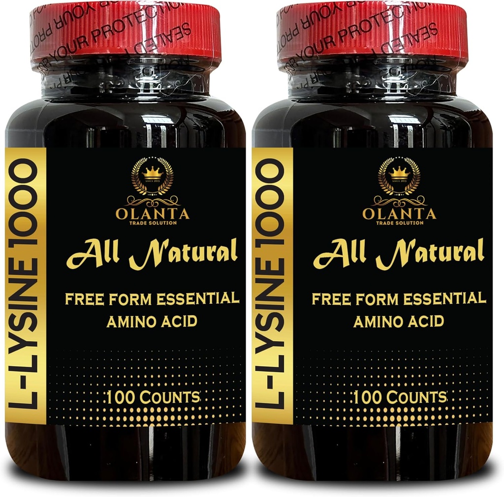 L-LYSINE 1000 mg Acid Amino Essential - Supplément Acid Amino pur 1000 mg, Support tissu conjonctif, Acids Amino de forme libre, Complexe Lysine, Acids Amino - 2 bouteilles 200 Compte