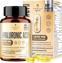 Capsules d'acide hyaluronique 19-en-1 - Acide hylunarique 1200 mg, avec peptides de collagène, vitamine C, Phytocéramides - pour la peau, les yeux, gastro-intestinal, Bones Support (1 paquet)