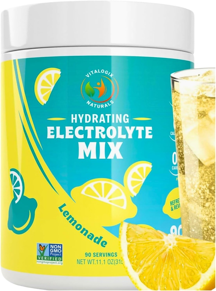 Poudre d'électrolyte – Zéro mélange d'hydratation de citron de sucre de 90 portions