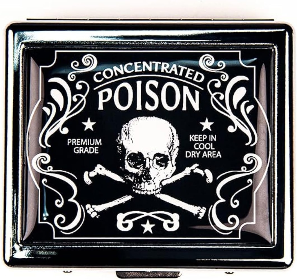 Concentrated Poison 7 Days Chromed Shiny Silver Pill Organizer with Mirror Inside Has 8 Separate Compartments Rectangle 7 Days Pill Box Pill Case