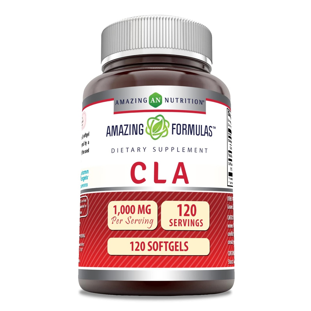 Formules étonnantes CLA Amino Acid Supplement de 1000 Mg par service de softgels de softgels de softgels de softgels de softgel de softgel de softgel sans gluten de GMO de 1 pack, 240 comte)