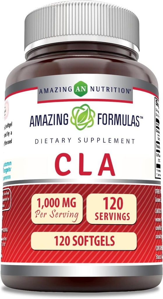 Formules étonnantes CLA Amino Acid Supplement de 1000 Mg par service de softgels de softgels de softgels de softgels de softgel de softgel de softgel sans gluten de GMO de 1 pack, 240 comte)