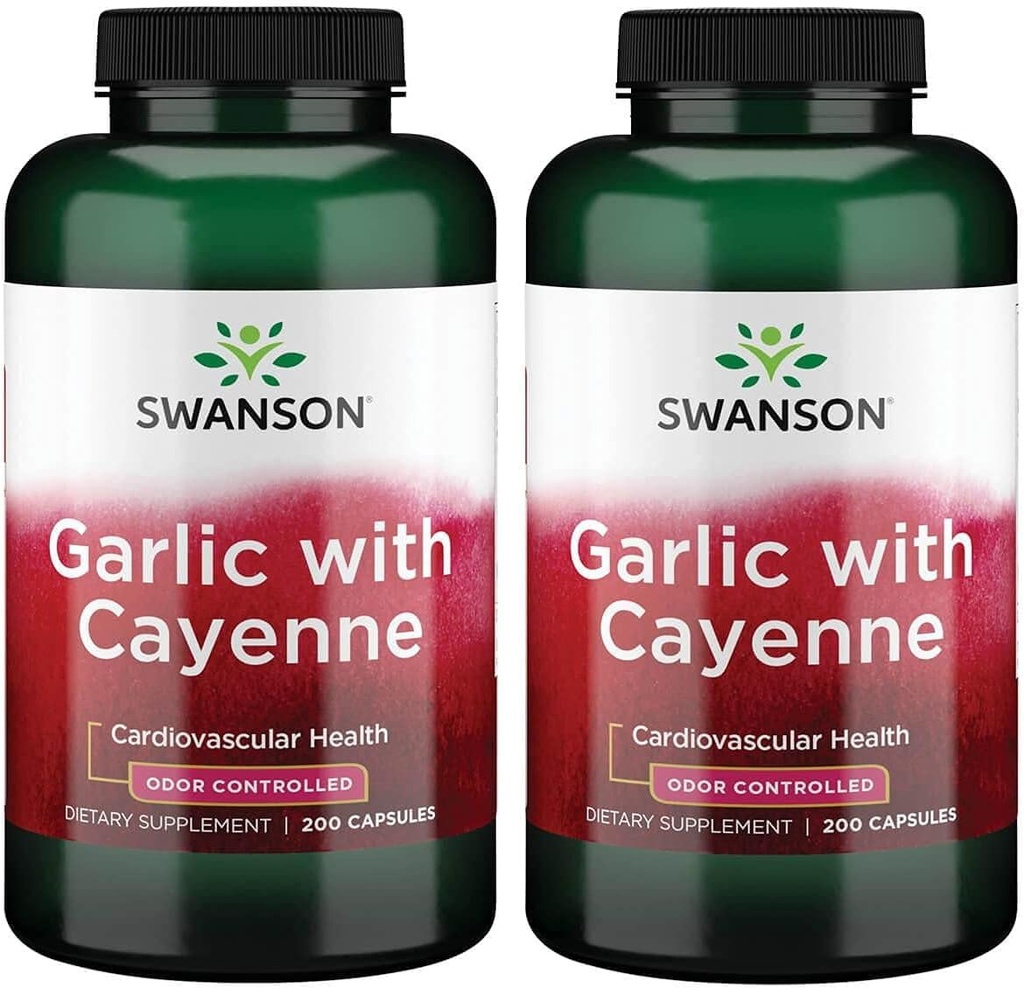Ail Swanson avec Cayenne 200 Capsules (2 Pack)