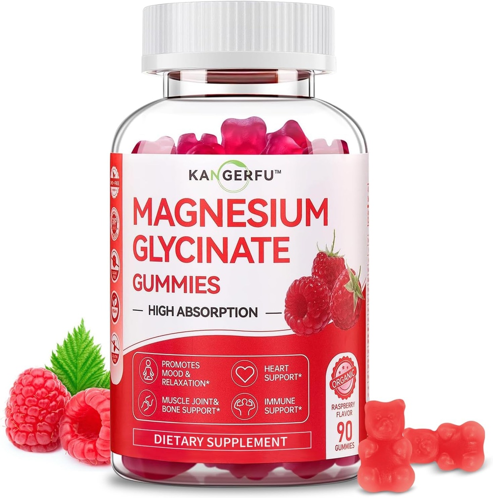 Meilleur Magnésium Glycinat Gommies-300mg, Supplément de Magnésium Glycinat pour les femmes, Vitamines de Magnésium à haute absorption Gummy (60) Vegan Cont,Flexibilité et supplément santé conjoint