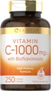 Carlyle Vitamine C 1000mg avec bioflavonoïdes 250 Caplets avec rosé HIPS. Végétarien, Non-OGM, Supplément sans gluten