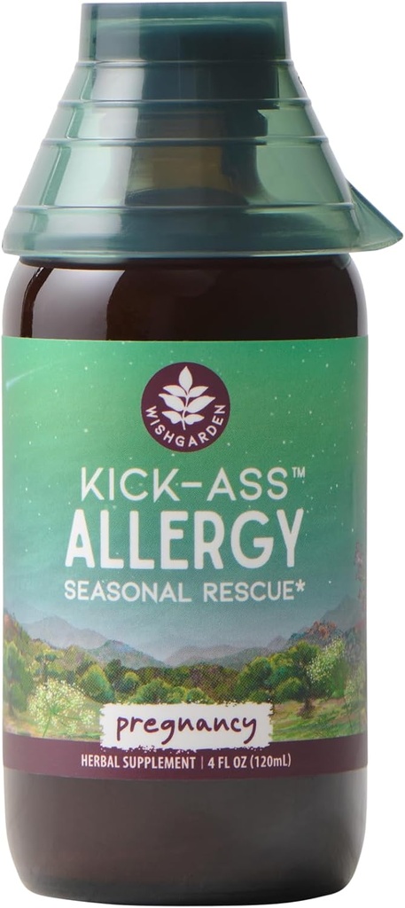 WishJarden Herbs Kick-Ass Allergy for Grossesse - Supplément d'allergie à base de plantes avec/Nettle Leaf, Echinacea & Yerba Santa, soutient en toute sécurité une réponse saine à l'histamine aux irritants saisonniers, 4oz