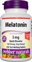 Webber Naturals Melatonine 3 mg, Dissolve facile, 250 comprimés, 100% sans médicament aide au sommeil pour les adultes, sans gluten, non-OGM, adapté aux végétariens