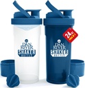DAN RIVER Bouteille de Shaker à 2 paquets de 24oz Shaker & Mixer de protéines en plastique Design Twist & Lock pour les smoothies et les mélanges de protéines