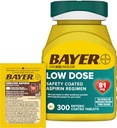 Bayer Aspirin 81mg Comprimés enrobés entériques 300ct et 2 Compter Pack de voyage d'Aspirine Véritable 325mg Comprimés entériques