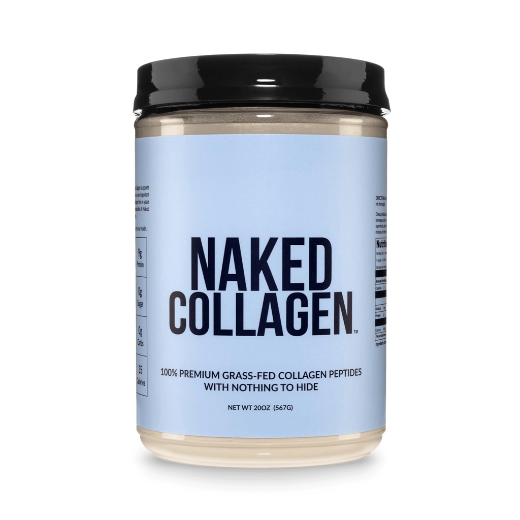 NAKED Collagen Peptides Protein Powder, 60 Servings, Pasture-Raised, Unflavored Grass-Fed Hydrolyzed Collagen Supplement, NSF Certified, Paleo Friendly, Non-GMO, Keto, Gluten Free, 20oz