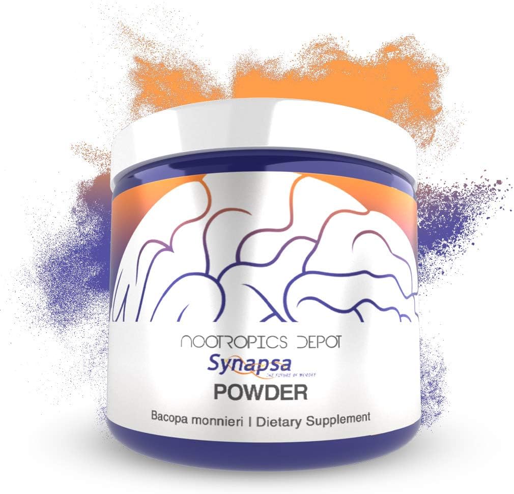 Nootropics Depot Synapsa Bacopa Monnieri Poudre de 30 grammes Extrait de plante entier de l'Ayurveda Supplément prouvé cliniquement pour améliorer l'apprentissage, la mémoire et la performance mentale