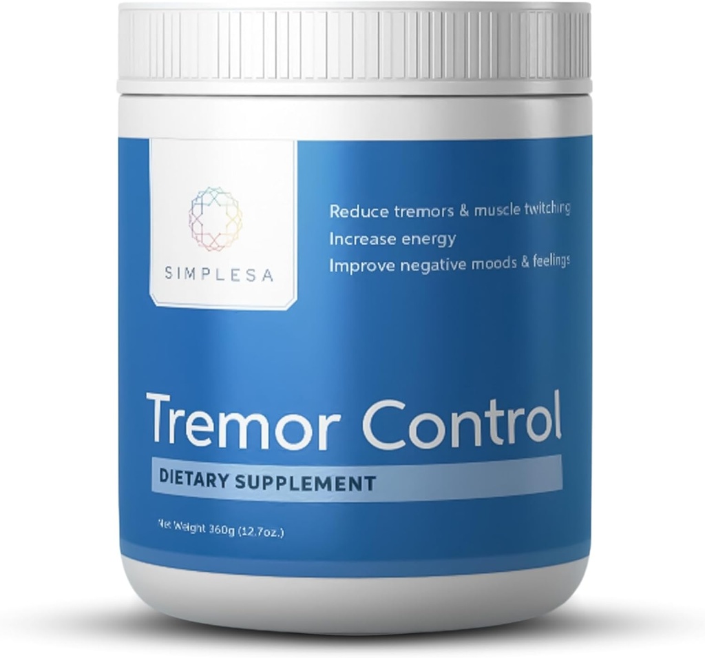 Simplesa Tremor Control, L-Arginine Alpha-Kétoglutarate Supplément, Comprend GABA, Ubiquinol, et Niacine, 360g AAKG Supplément en poudre, soutient la lutte contre les tremblements et la santé musculaire