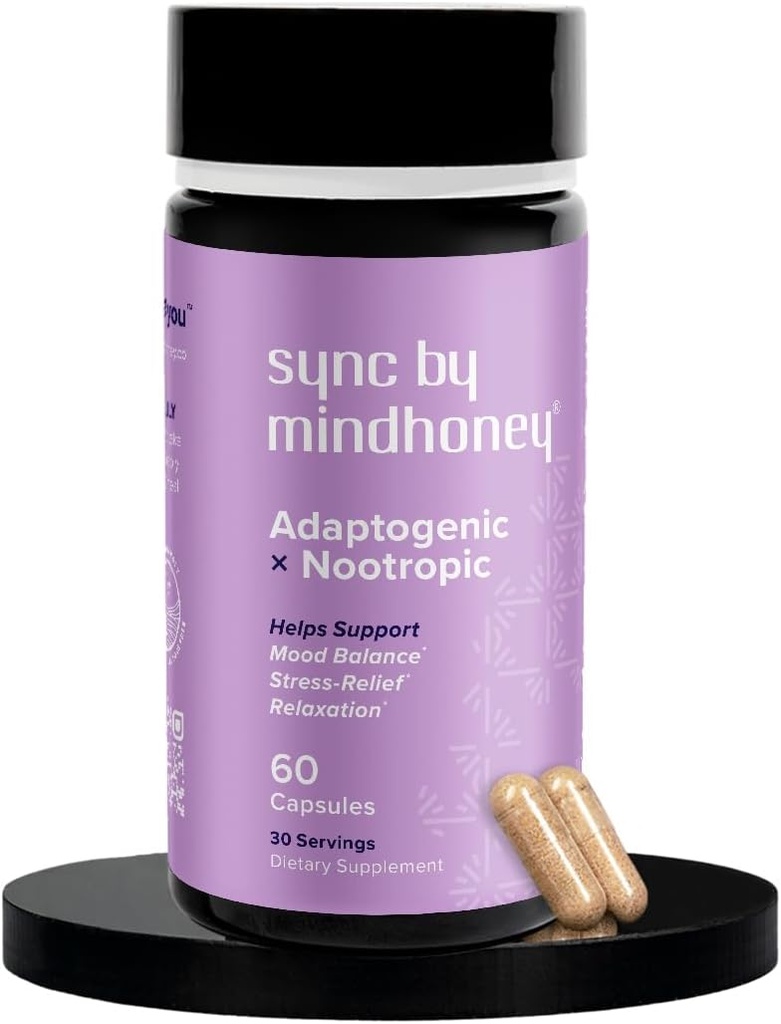 COMPTABILITÉ SYNC 60, Supplément Adaptogène Premium tout-en-un, relaxation, équilibre de l'humeur, stress, Magnésium, Ashwagandha, Nootropics, Adaptogènes, Minéraux et Vitamines